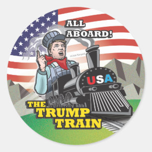 ALL ABOARD! The TRUMP TRAIN!! DONALD TRUMP USA #1! Classic Round Sticker