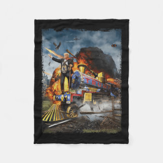 All Aboard The Trump Train Funny Donald Trump 2024 Fleece Blanket