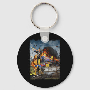 All Aboard The Trump Train Funny Donald Trump 2024 Keychain