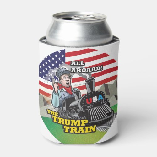 ALL ABOARD THE TRUMP TRAIN USA Nationalism MAGA Can Cooler