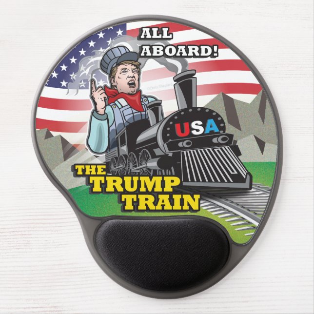 ALL ABOARD THE TRUMP TRAIN!!! USA Nationalism MAGA Gel Mouse Pad (Front)