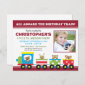 All Aboard Train Boy's Birthday Invitation (red) (Front/Back)