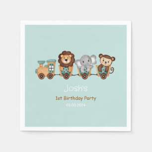 ALL ABOARD Train Fiesta Kids Birthday Napkins