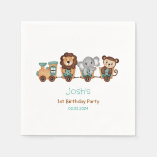 ALL ABOARD Train Fiesta Kids Birthday Napkins