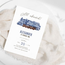 All Aboard! Train Kids Birthday Party Invitation