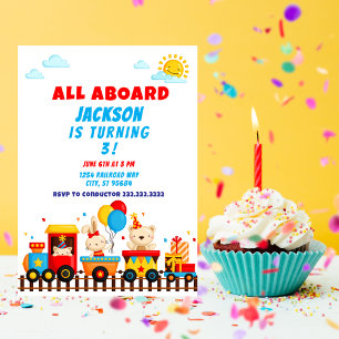 All Aboard Train Party, Cute train  Invitation 