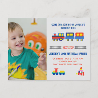 All Aboard Train Ride 2nd Birthday Invite