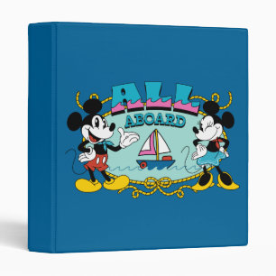 All Aboard Vintage Mickey & Minnie Sailor Graphic 3 Ring Binder
