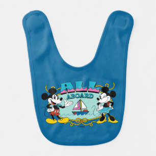 All Aboard Vintage Mickey & Minnie Sailor Graphic Baby Bib