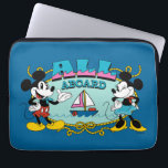 All Aboard Vintage Mickey & Minnie Sailor Graphic Laptop Sleeve<br><div class="desc">Get ready to set sail with Mickey and Minnie! This vibrant, retro-inspired graphic features the iconic duo framed by a nautical rope border and a classic sailboat. With its bold "All Aboard" typography and cheerful color palette, this design captures the excitement of a high-seas adventure. Whether you’re gearing up for...</div>