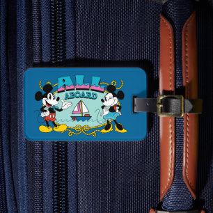 All Aboard Vintage Mickey & Minnie Sailor Graphic Luggage Tag