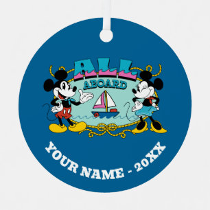 All Aboard Vintage Mickey & Minnie Sailor Graphic Metal Ornament
