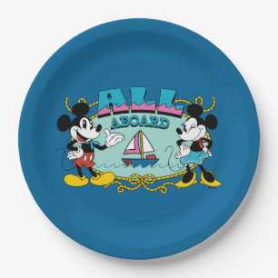 All Aboard Vintage Mickey & Minnie Sailor Graphic Paper Plates