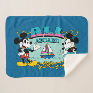 All Aboard Vintage Mickey & Minnie Sailor Graphic Sherpa Blanket