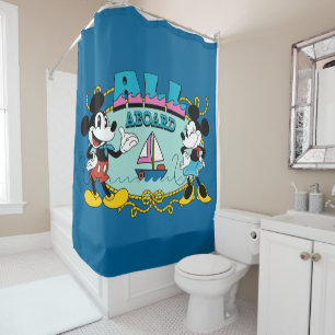 All Aboard Vintage Mickey & Minnie Sailor Graphic Shower Curtain