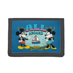 All Aboard Vintage Mickey & Minnie Sailor Graphic Tri-fold Wallet