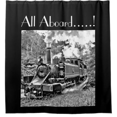 All Aboard Vintage Steam Train Photo Customizable Shower Curtain