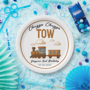 All Aboard Vintage Train 2nd Birthday party Paper Plates
