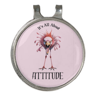 All About Attitude Funny Flamingo Golf Hat Clip