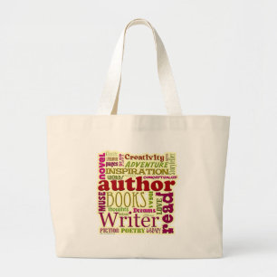 All About Authors Fun Writer Pattern Large Tote Bag