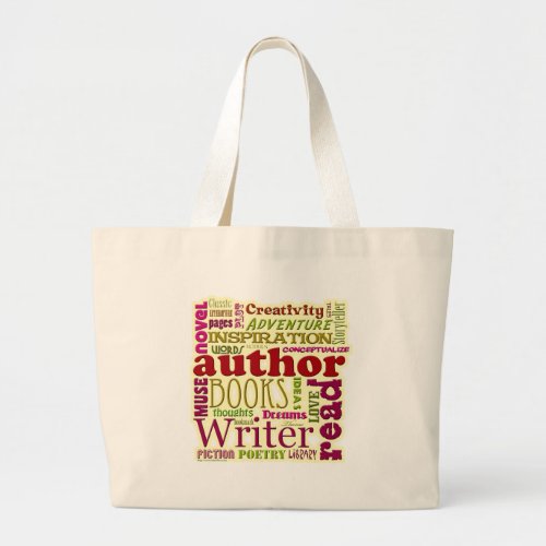 All About Authors Fun Writer Pattern  Large Tote Bag