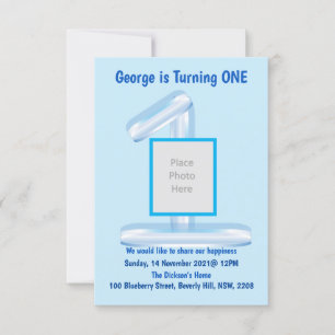 All about BLUE 1st Birthday Invitation