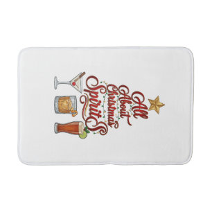 All About Christmas Spirits Cocktails Whiskey Star Bath Mat