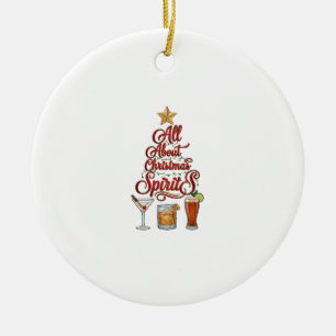 All About Christmas Spirits Cocktails Whiskey Star Ceramic Ornament