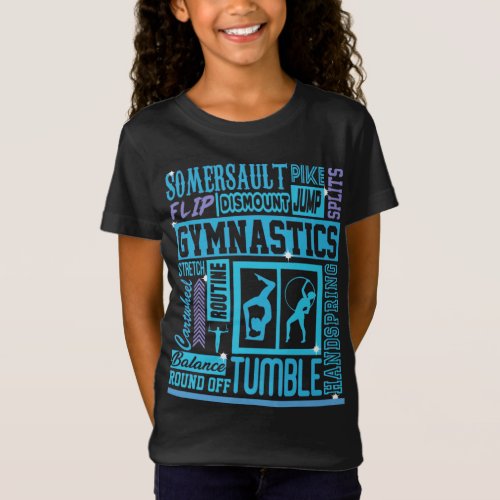 All About Gymnastics Typography in Blue T_Shirt