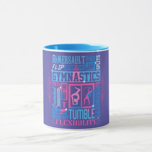 All About Gymnastics Typography in Pink and Blue  Mug