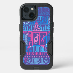 All About Gymnastics Typography in Pink and Blue   iPhone 13 Case