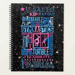 All About Gymnastics Typography in Pink and Blue Planner