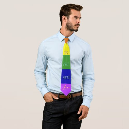 All about Love LGBT Rainbow Flag Neck Tie