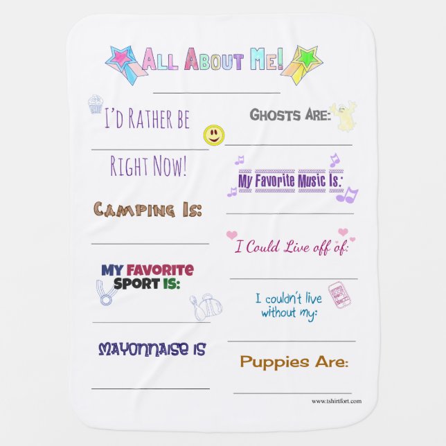 All About Me Customize it Baby Blanket (Front)