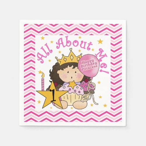 All About Me Princess 1st Birthday Paper Napkins