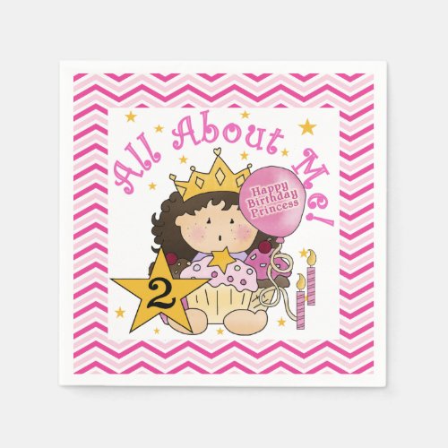 All About Me Princess 2nd Birthday Paper Napkins