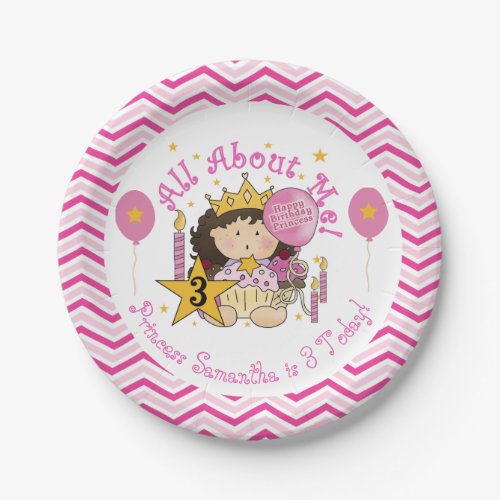 All About Me Princess 3rd Birthday Paper Plates