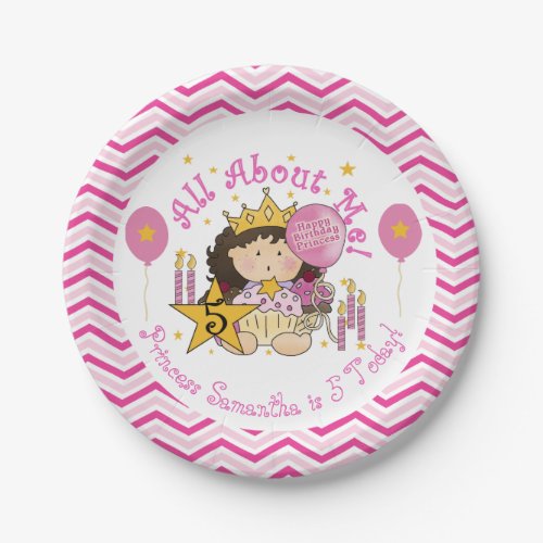 All About Me Princess 5th Birthday Paper Plates