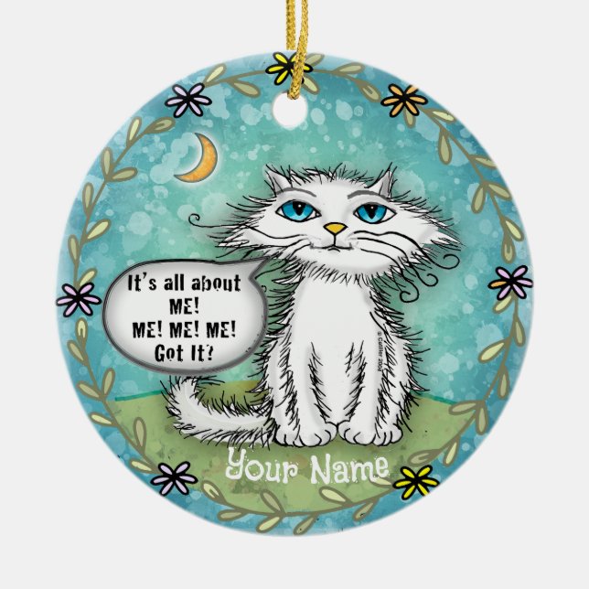 All About Me Scraggles Cat  Ceramic Ornament (Front)