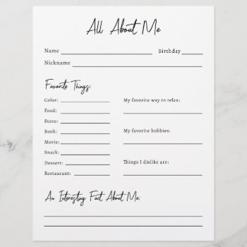 All About Me Survey by businessessentials at Zazzle