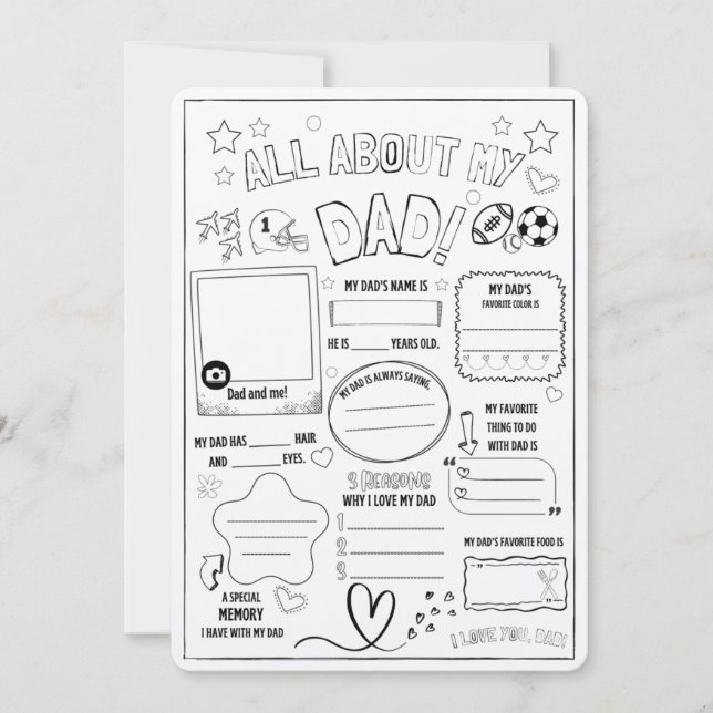 All About My Dad ,Kids Gift for Fathers Thank You  Card (Front)