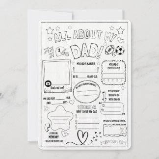 All About My Dad ,Kids Gift for Fathers Thank You Card