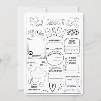 All About My Dad ,Kids Gift for Fathers Thank You Card