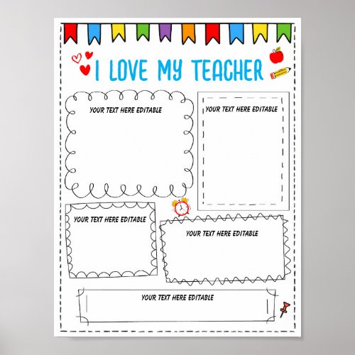 All about my teacher editable template poster