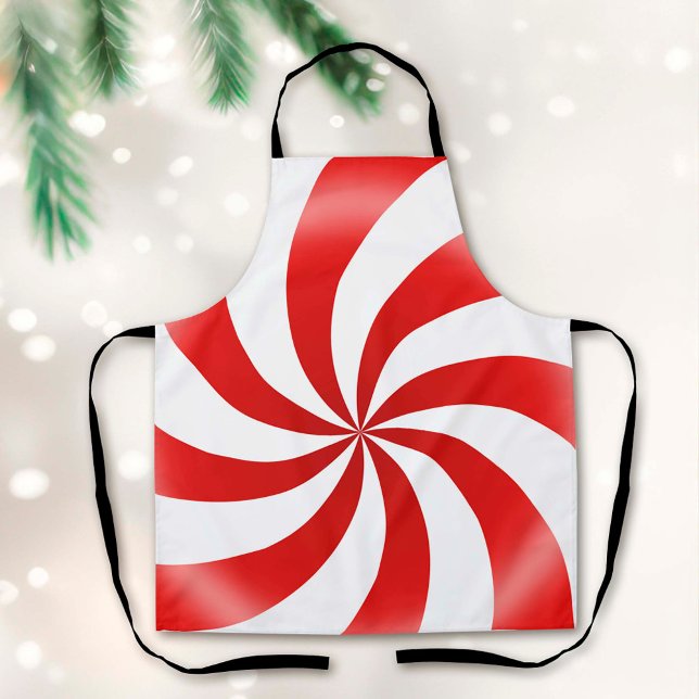 All About Peppermint Candy  Apron (Get into the holiday spirit with our Red and White Peppermint Candy Swirl apron! )