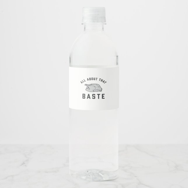 All About That Baste Funny Retro Style Water Bottle Label (Front)