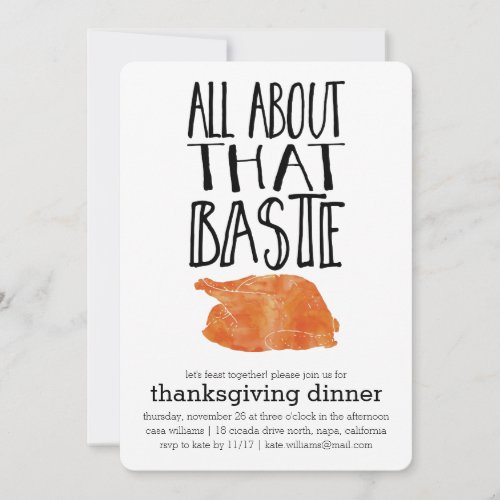 All About that Baste Thanksgiving Dinner Thank You Card