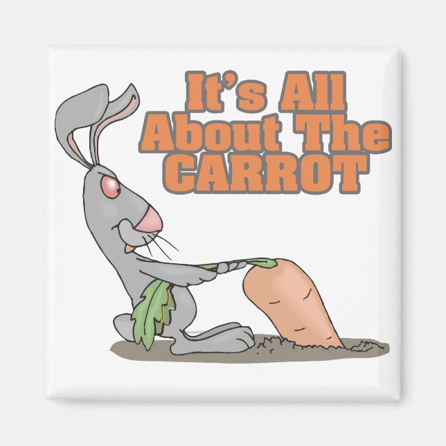 all about the carrot funny bunny rabbit cartoon magnet (Front)