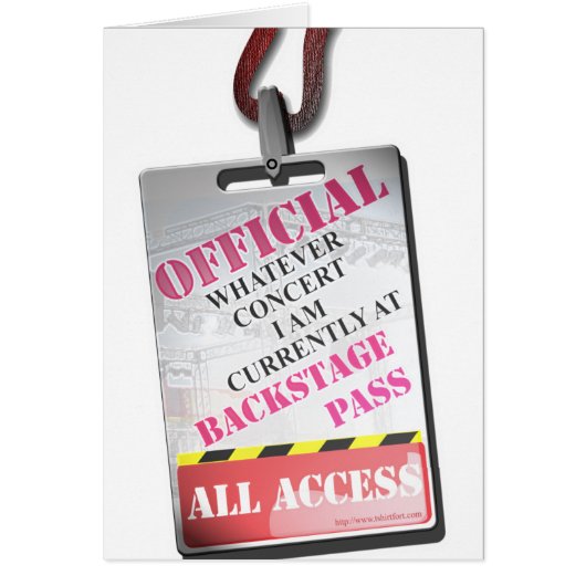 All Access Backstage Pass Cards (Front)