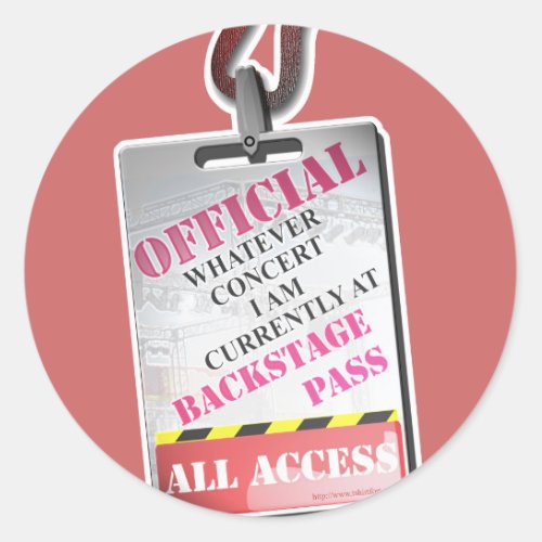 All Access Backstage Pass Classic Round Sticker